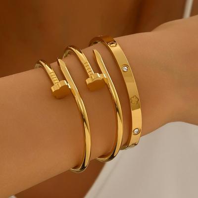 Женский высококлассный браслет-манжета с цирконами для ногтей: Европейский и американский стиль, не тускнеющие украшения из титановой стали