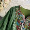 Holiday Retro Ethnic Embroidery Dresses Women Vintage V-neck Tassel Lace Up Dress Party Long Sleeve Fashion Long Dress Loose New