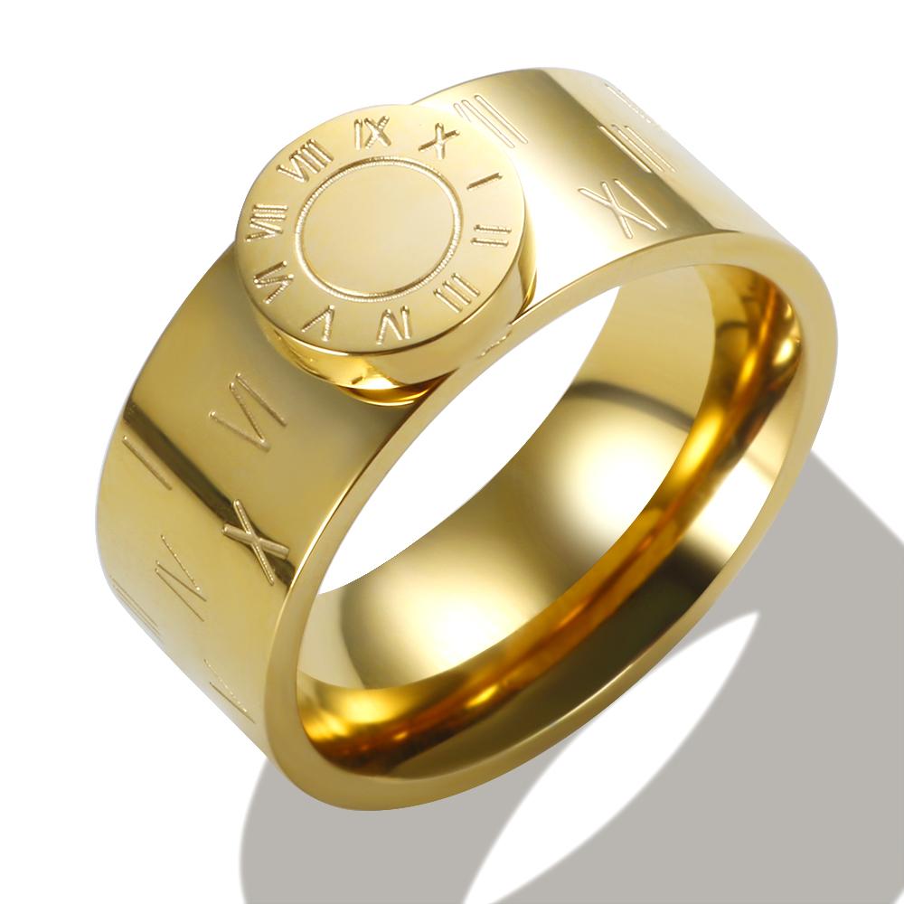 Stainless Steel Enamel Bangle Ring Set for Women Round Roman Numerals Gold Color Trend New Bangles Jewelry Set