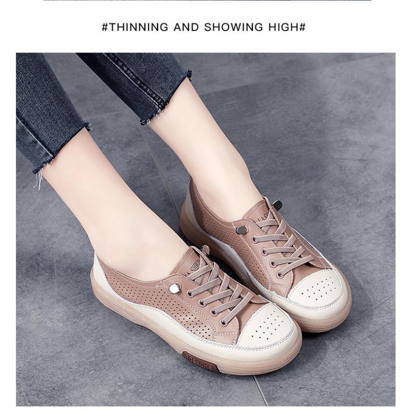 Весенние новые кожаные белые туфли с эластичной резинкой для женщин, летние дышащие туфли в корейском стиле, универсальные повседневные женские туфли