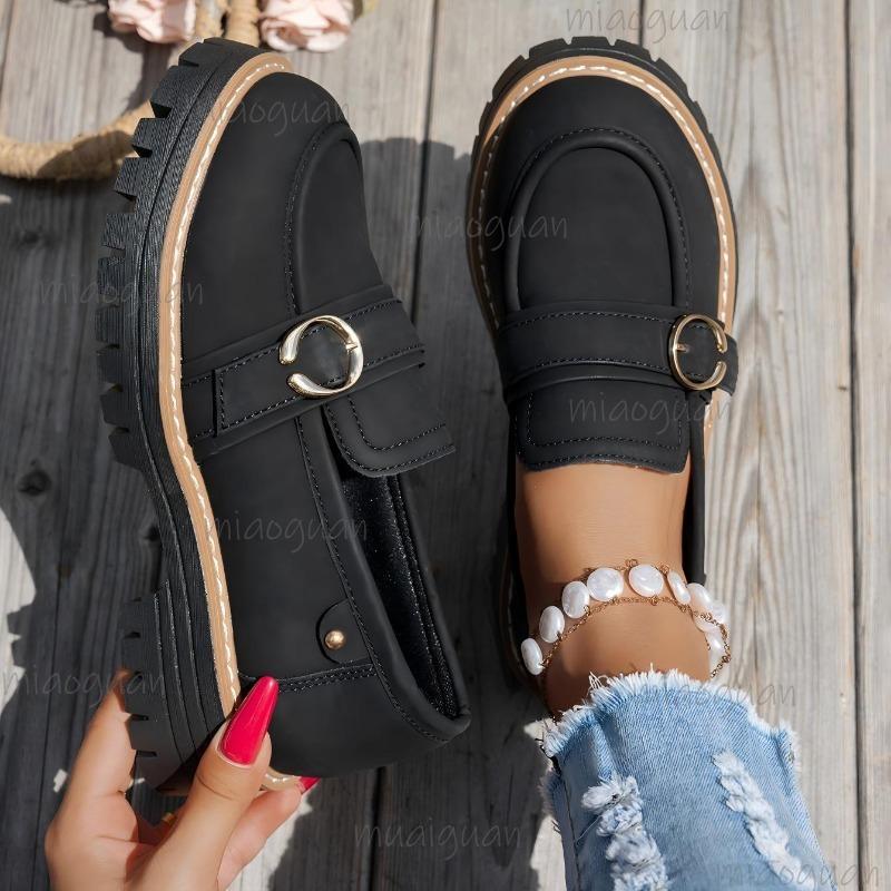 Большие размеры 36-43 Женские винтажные мягкие кожаные лоферы на платформе без шнуровки массивные плоские туфли осенние повседневные мюли удобные