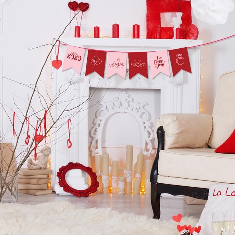 Valentine's Day Bunting Ornament Fish Tail Shape Paper Bunting Hanging Decoration For Wedding Anniversary Celebration