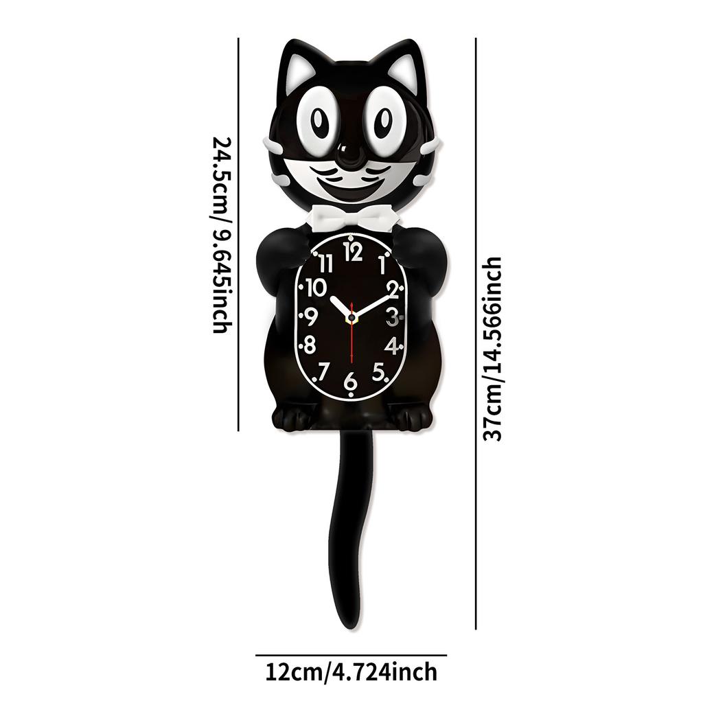 Wall Clock Creative DIY Cat Acrylic Wall Clock with Swing Tail Pendulum for Living Room Bedroom Kitchen Home Décor