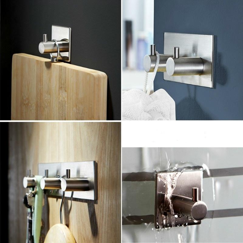 Новая наклейка, клейкие крючки из нержавеющей стали, настенная, дверная, вешалка для одежды, пальто, шляпы