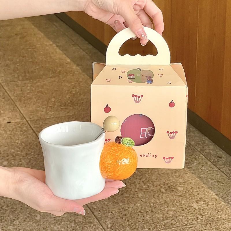 Оригинальная кружка Apple Peach Cup, расписанная вручную керамическая кружка, ценная парная кружка, нишевый подарок на день рождения