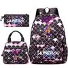 3Pcs/set Anime Kpop Printed Backpack Handbag Pencil Case for Teenger Student Girl Boy Schoolbag Kid Bookbag Large Capacity Travel Bag Gift
