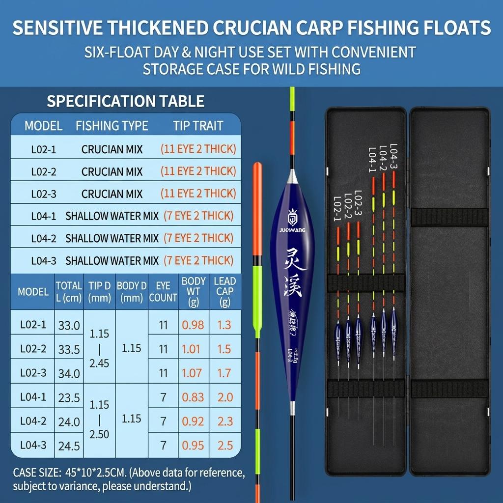 High-Sensitivity Thickened Fishing Float Set For Carp Day And Night Use With Storage Box