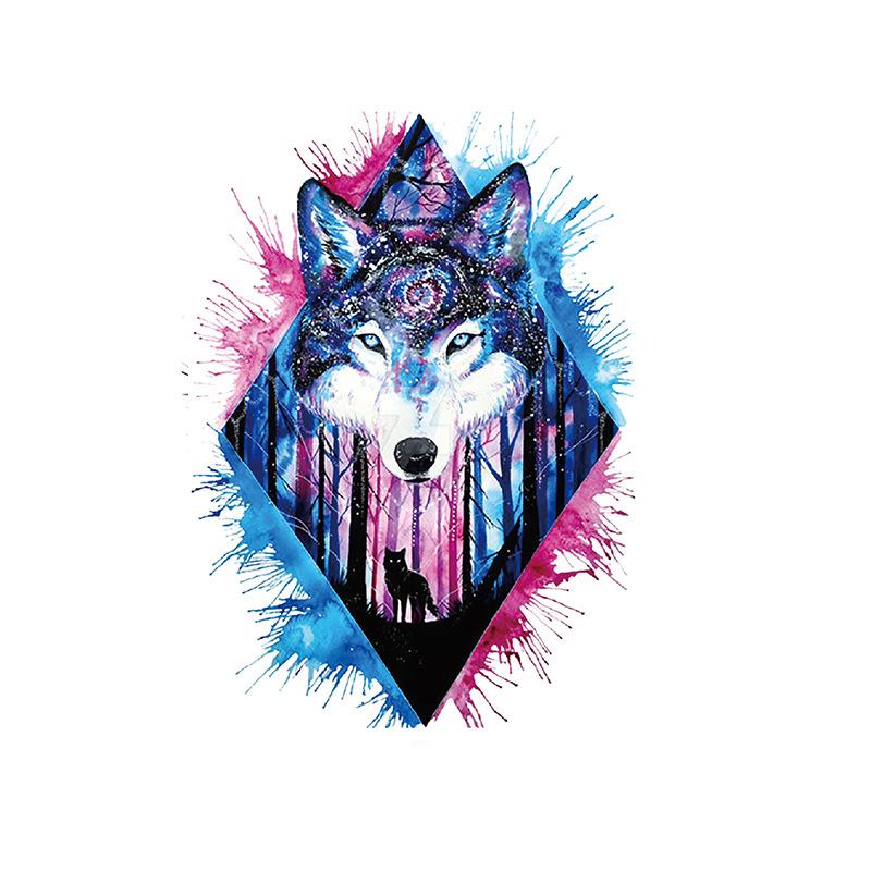 Голова тигра, голова волка, элемент татуировки, акварель, 3D, переносимый на воду, большой набор рисунков, водонепроницаемая наклейка для татуировки