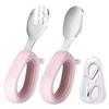 Shape Fits Small Hands Eating Happily Tecopeco Baby Spoon Fork Set Comes with a Convenient Carrying Case Baby Food Tableware Baby Cutlery Set [The