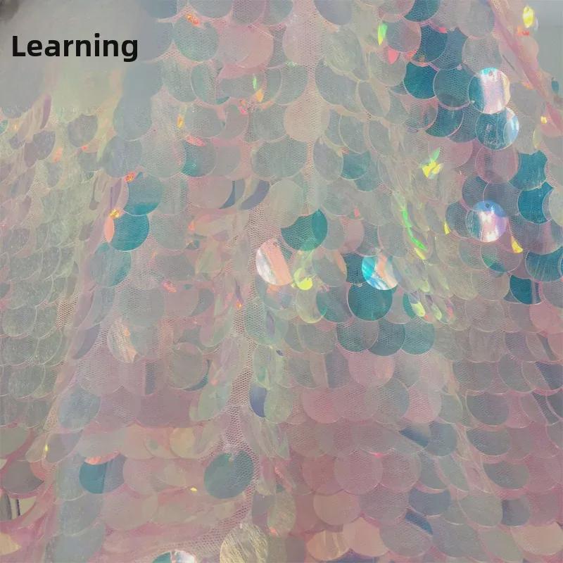 Rongxi Fantasy 18MM Крупная сетчатая ткань с пайетками в виде рыбьей чешуи для фонов и одежды