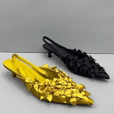 Модная женская обувь 2024 года, женские босоножки с закрытым носком, модные босоножки с бабочкой, женские босоножки с острым носком и каблуком