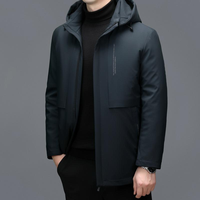 Зимняя ветровка большого размера средней длины, мужская куртка для папы, повседневная деловая куртка, мужская куртка с лацканами