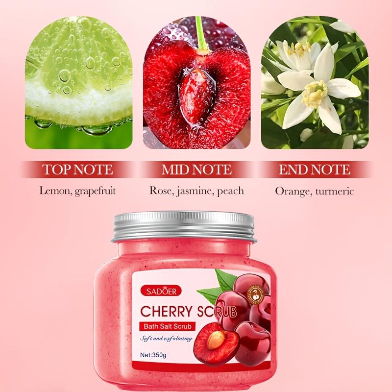 350г SADDER Скраб для ванны с вишней - Гипоаллергенный увлажняющий сахарный скраб для сухой и тусклой кожи, глубокое очищение пор, унисекс-взрослый
