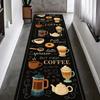 Яркий коврик-дорожка для кухни с изображением разноцветных чашек и надписью 'Но сначала кофе' добавит веселую энергичную нотку вашим кухонным полам