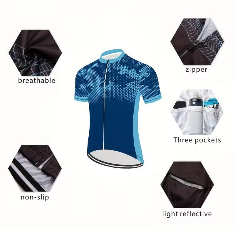 Summer Breathable Cycling Suit Cycling Event Outdoor, Men's Mountain Bike White Short Sleeve Top Competitive Road Cycling Suit Cycling Suit