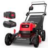 Cordless Electric Push Lawn Mower 17" 3-in-1 Brushless Steel Deck 4.0Ah Battery Height Adjustment Foldable Storage Bag & Charger