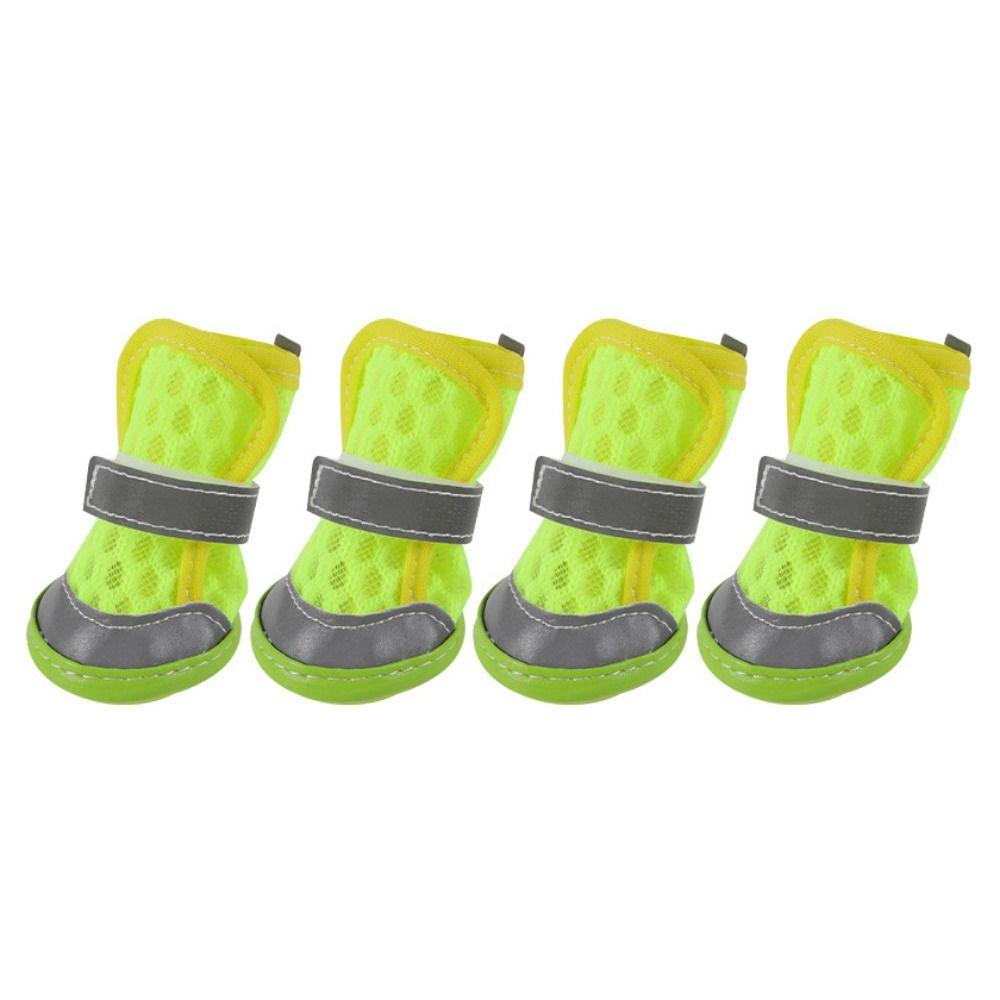 4pcs/set Non-slip Dog Mesh Shoes Breathable Dog Foot Covers Practical Puppy Socks Shoes  Summer