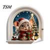 Vivid Simulated Window Views Arched Doorway Mouse Wall Stickers, Halloween/Christmas Theme, Easy Peel And Christmas Holiday Decorations Stick