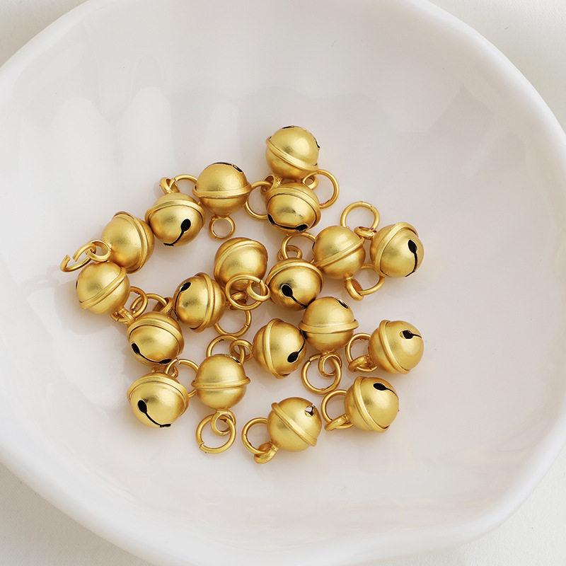 Sand Gold Plated Bell Pendant with Ring Ball Woven Rope Bracelet Charm - DIY Handmade Jewelry