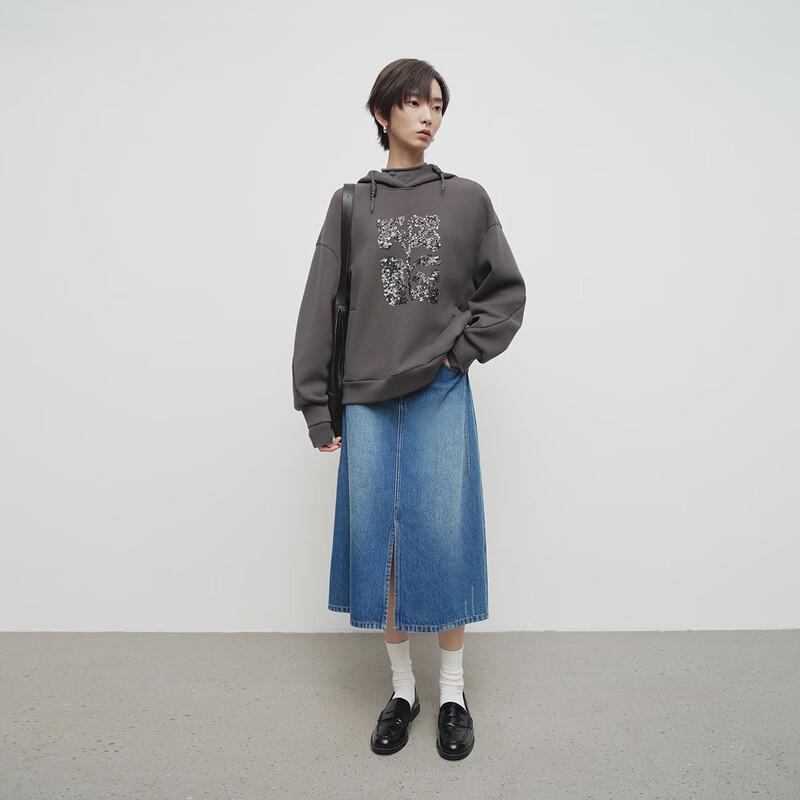 broadcast Women's Sequin Embroidered Hooded Sweatshirt