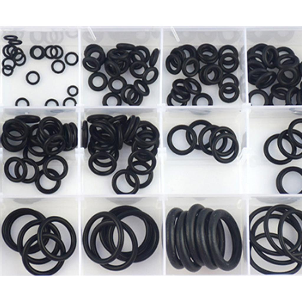 225 шт. резиновых колец O-образного сечения, набор метрических водонепроницаемых уплотнительных колец, комплект шайб NBR, черный