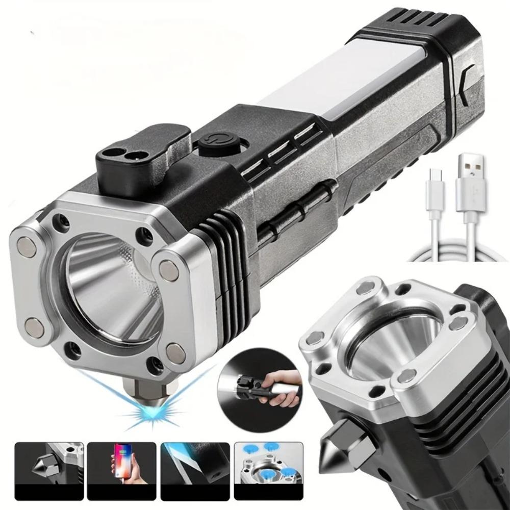 4 в 1 COB супер яркий защитный молоток спасательный USB зарядка с магнитом многофункциональный мощный фонарик для кемпинга