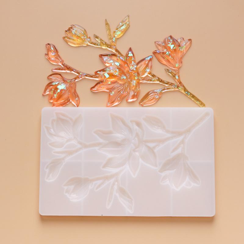 Ретро Нефритовая Орхидея Силиконовая Форма Камелия Кристальная Капля Гелевая Форма Мягкая Керамическая Цветочная Декорация Подвеска Форма для Перевернутого Сахара