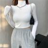 Cropped Tops Women Turtleneck Sweater Long Sleeve Bodycon Sexy Pullover Knitwear Black White High Neck Jumper Autumn Winter Women Tops Clothes