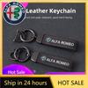 Car Stickers For Alfa Romeo Suede Leather Car Keychain Key Ring Car Emblem Accessories For Alfa Romeo 156 159 147 4C 8C 166 Giul