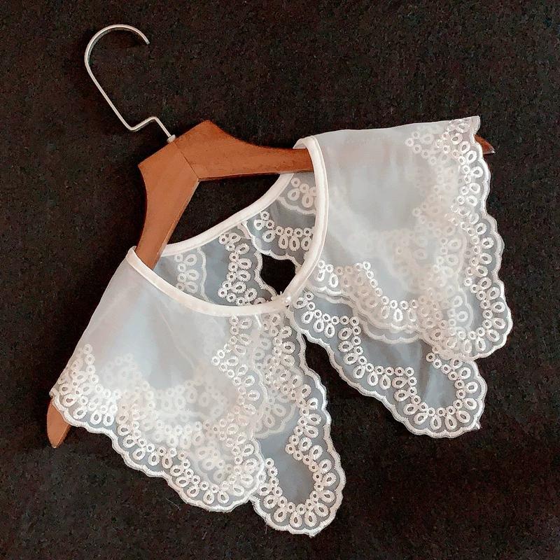 Women Fake Collar Shawl Detachable Blouse Decoration Lace Romantic Flower Embroidery Multi-Layer False Collar Shirt Collar