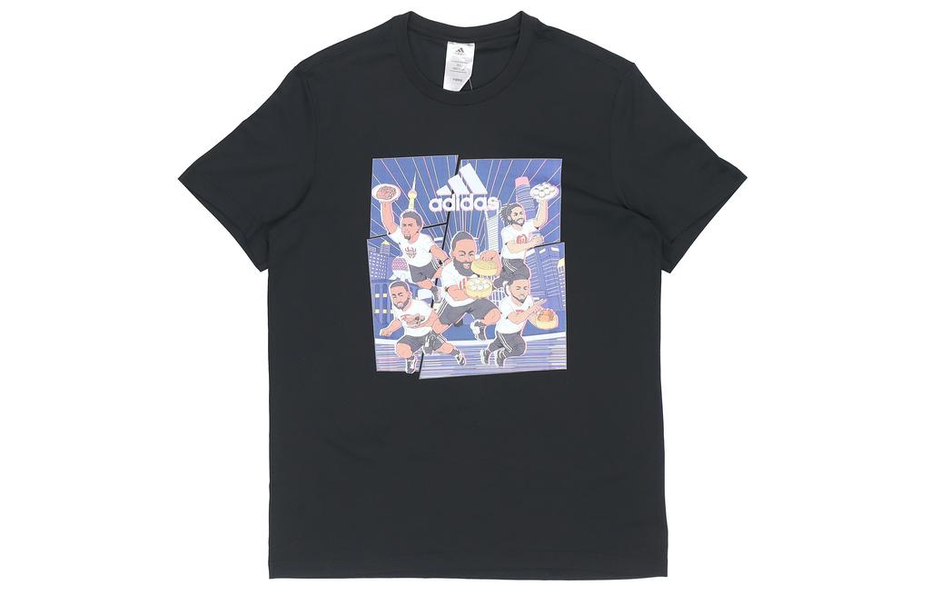adidas Футболки Мужские Черные С Круглым Вырезом Умеренный Прямой Крой GE1058