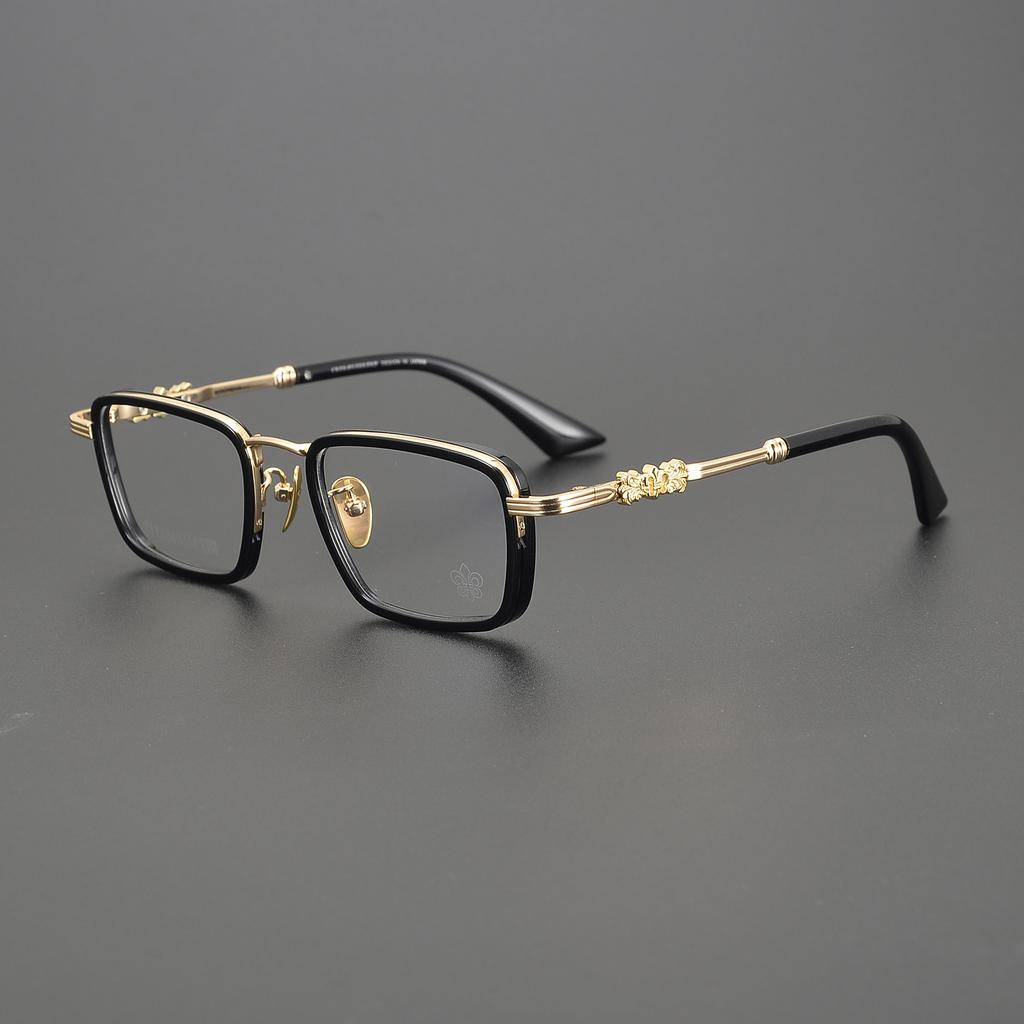 2024 New Fashion Men'S And Women'S Alloy Square Personality Trend Glasses Luxury Brand Designer Optical Prescription Frame