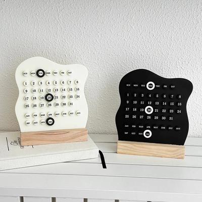 Деревянный DIY Календарь в виде облака с кольцами Милый Регулируемый Неделя Месяц Отображение даты Деревянная основа Круглые кольца Украшение для дома и офиса