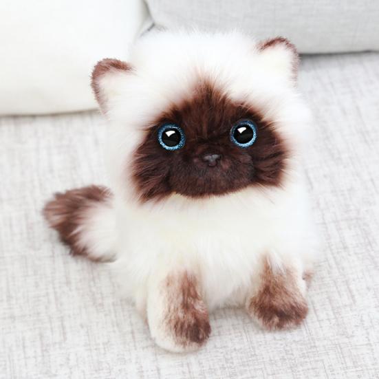 Милая плюшевая игрушка сиамский кот, мягкое чучело животного, синие пайетки