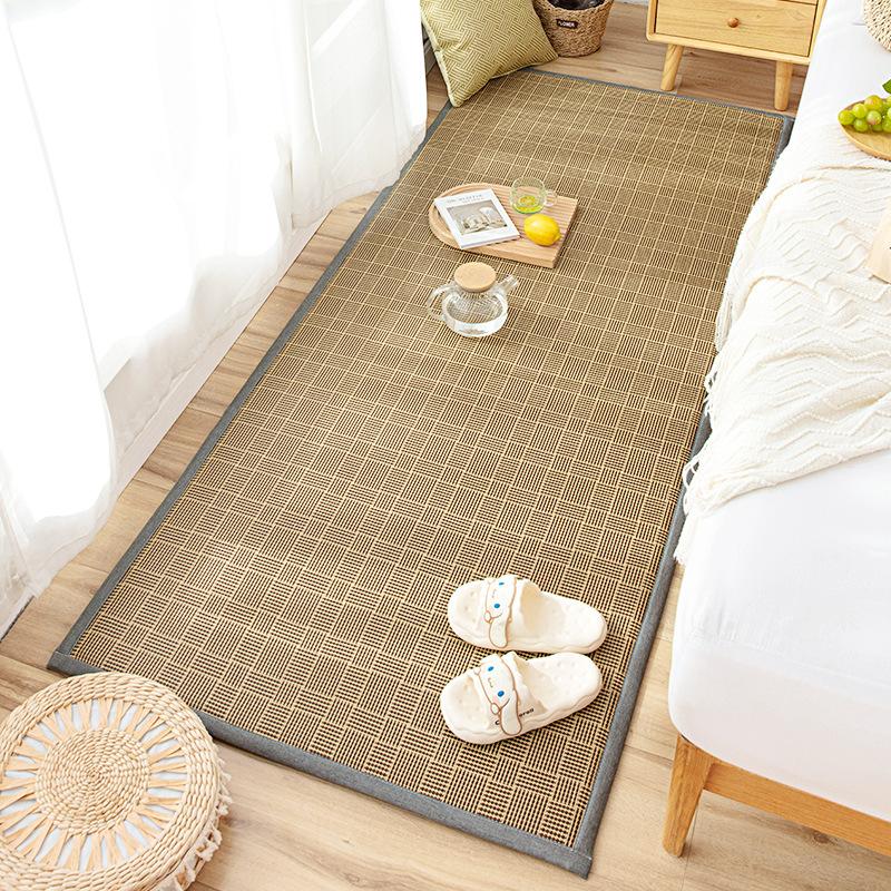 Summer Woven Bamboo Rug Coffee Table Non-Slip Cooling Mat Bedroom Bedside Carpet Decoration Home Living Room Sofa Area Floor Mat