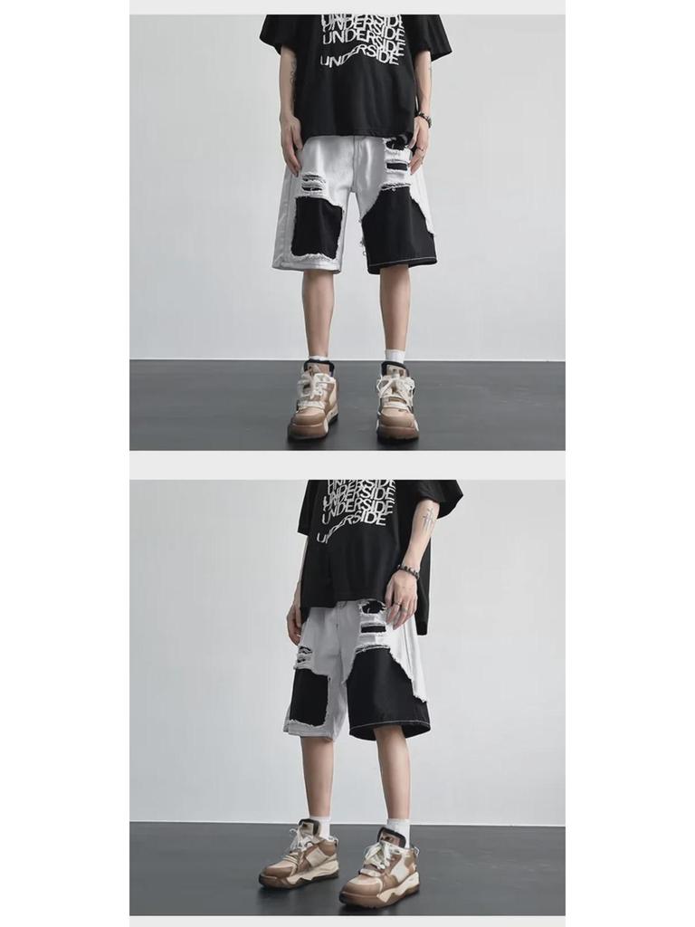 Расклешенные черно-белые мужские джинсы — американский стиль, дизайн Mandarin Duck, стильные широкие штанины уличного стиля.