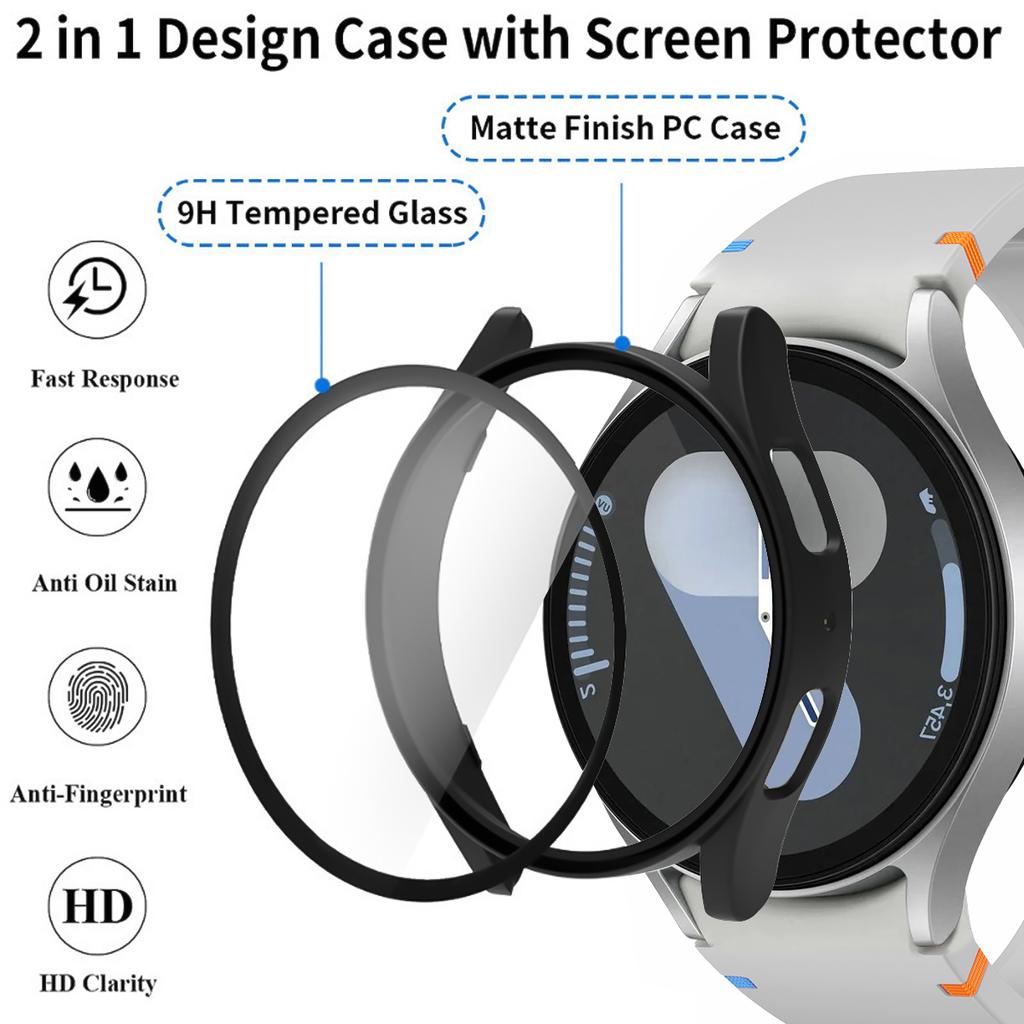 Silicone Strap for Samsung Watch 7 6 5 4 40mm 44mm 5Pro 45mm Band With Case Screen Protector Bumper cover for Wrist Accessories