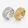 Copper Alloy Starburst Open Ring - High-End Autumn/Winter Fashion Accessory