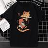Catana T Shirts 90s Vintage Japan Aesthetics Tops Funny Cartoon Cat Print Tee Women Men Fashion Short-sleev Tees Shirt