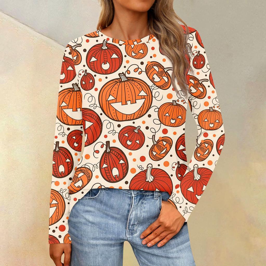 Женская свободная повседневная повседневная футболка с длинным рукавом и круглым вырезом, сплошной цвет, топ