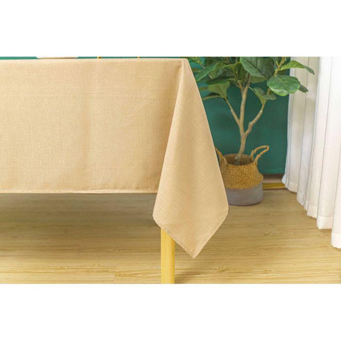 Plain Beige Rectangular Stain-resistant Tablecloth 145 X 240 Cm