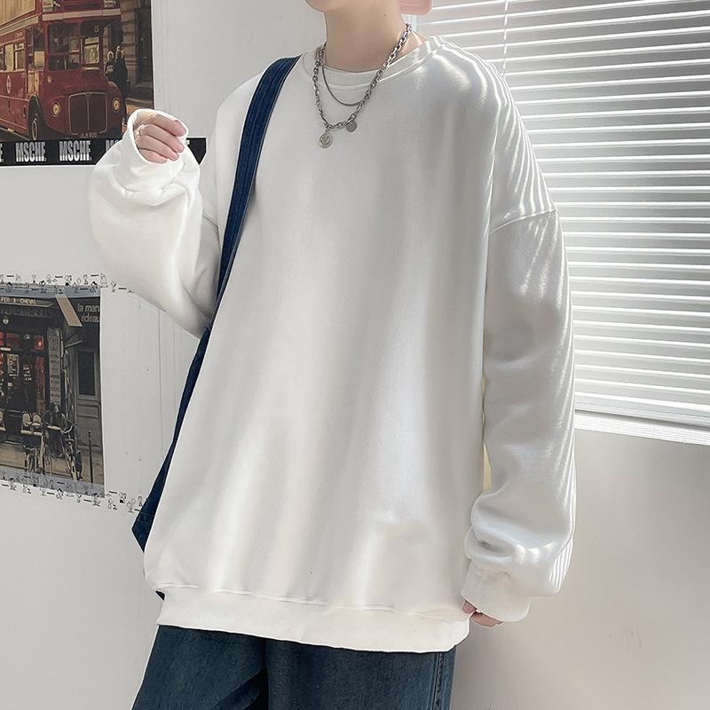 Men's Sweater New Spring and Autumn Loose Casual Crew Neck Sweater Solid Color Men's Pullover Long-sleeved Bottoming Shirt