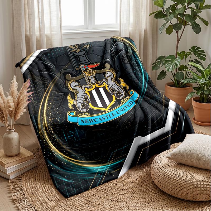 Newcastle United Football Print Flannel Blanket, Soft Warm Lightweight Throw Blanket for Sofa Bed Camping