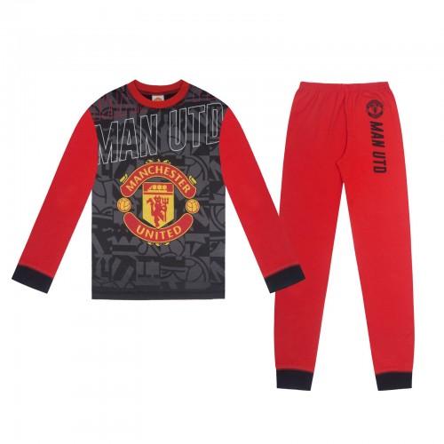 Manchester United FC Boys Graphic Print Long Pyjama Set