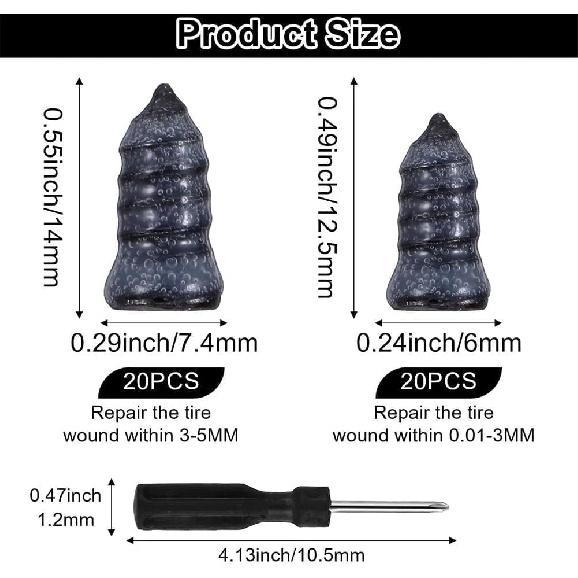 Kenmiso Tire Plugs Screws,Tire Repair Rubber Nail (60PCS)