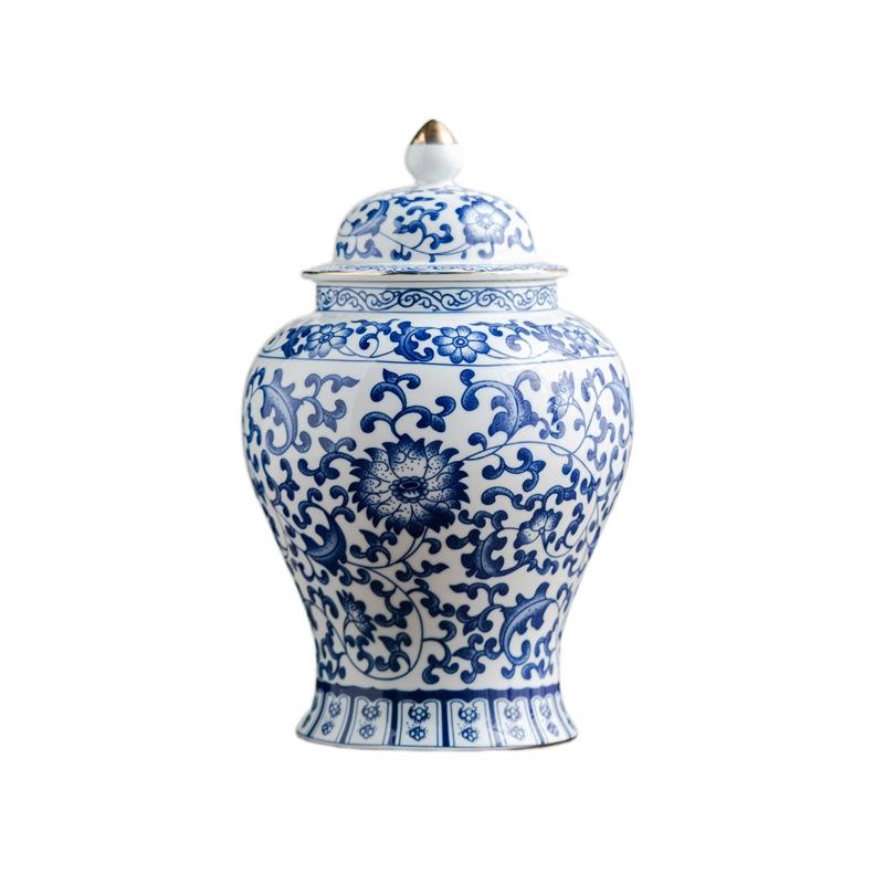Позолоченная сине-белая фарфоровая банка для чая, антикварная герметичная банка для конфет и кофе, украшения для гостиной, банка общего назначения с цветочным и птичьим узором, ремесло