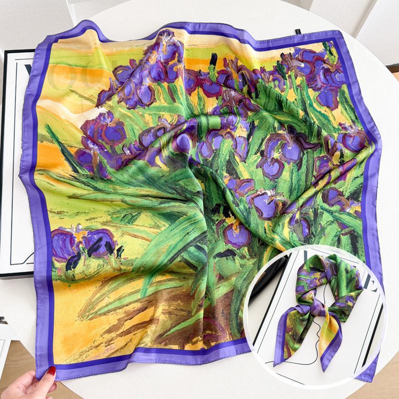 Hangzhou silk women's spring and autumn versatile pink small floral pastoral 71 small square scarf imitation silk scarf thin silk scarf