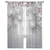 Christmas Pine Needles Snowflakes Wood Grain Sheer Curtains Christmas Home Decor Window Tulle Curtains for Living Room Bedroom