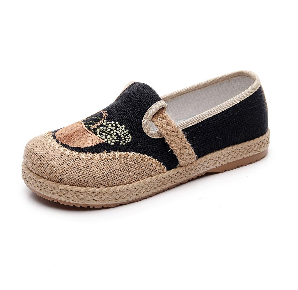 Изготовление на заказ женских парусиновых туфель из ткани старого Пекина, льняных, в этническом стиле, с круглым носком, на плоской подошве, легких, с мягкой подошвой, обувь для мам