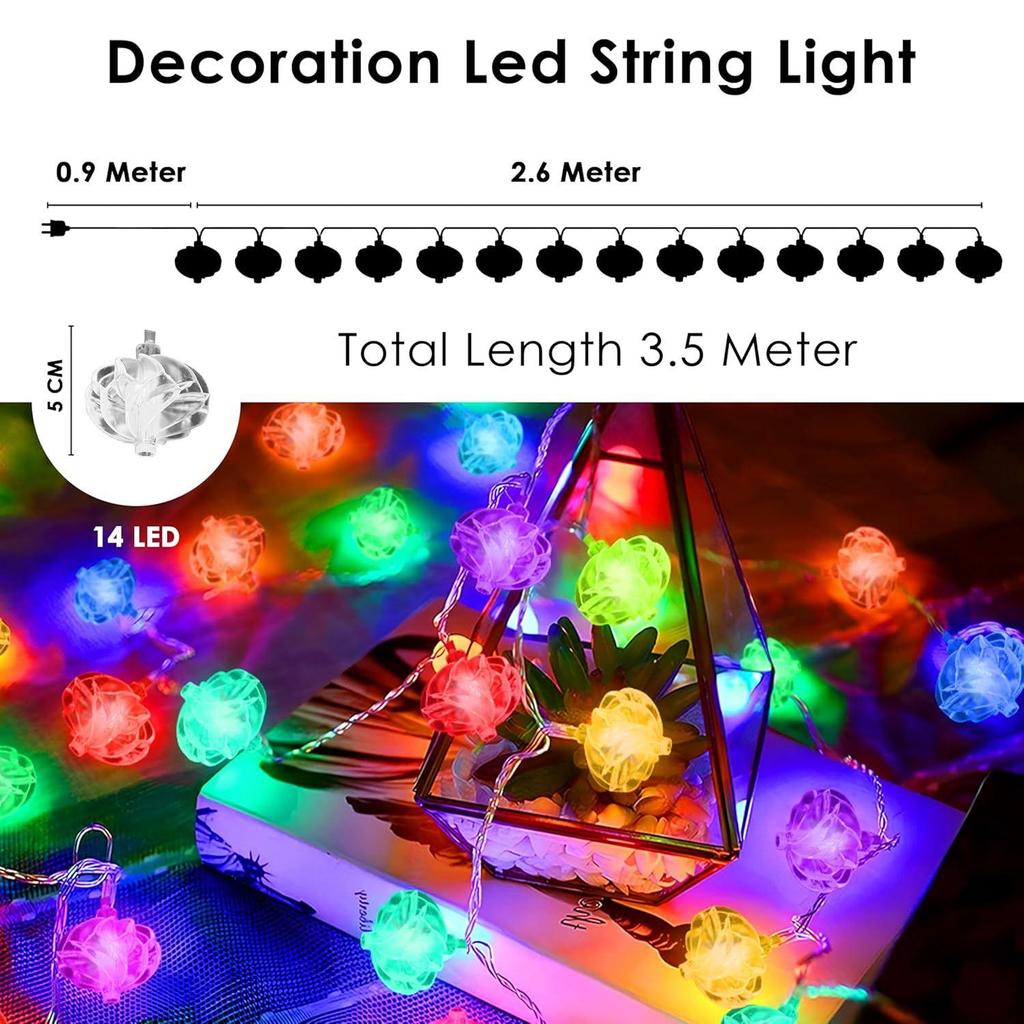 Гирлянда - 14 светодиодных хрустальных шаров-цветков, 10 футов разноцветных сказочных огней для дома, мандира, комнаты для пуджи, украшения на Дипавали и Дивали, Рождество